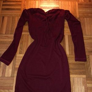 Off the shoulder Burgundy dress